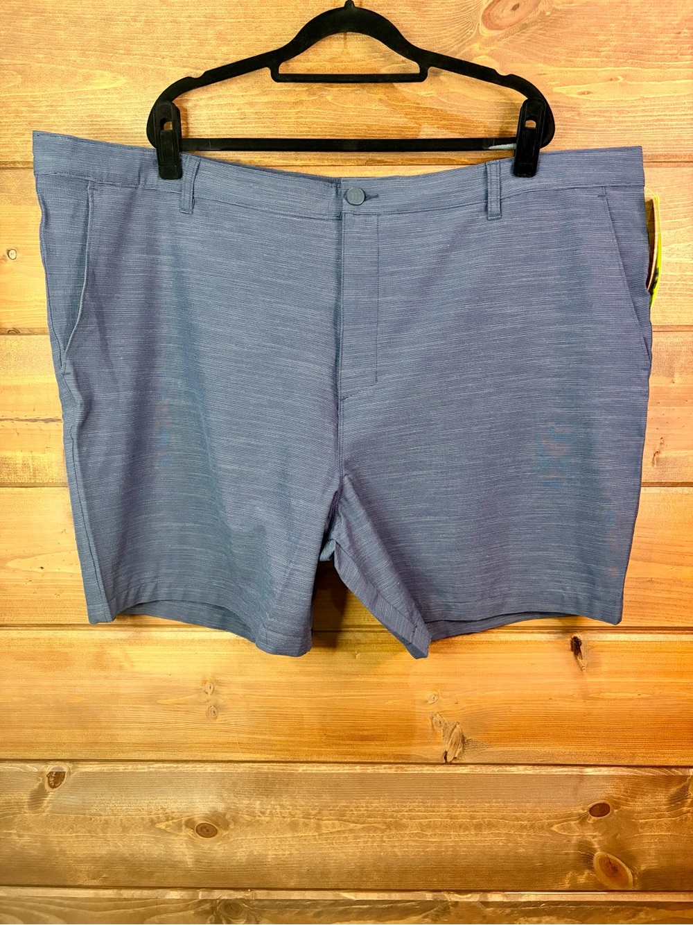 all in motion Men's Heathered Blue Flat-Front Shorts Size 48 🖤